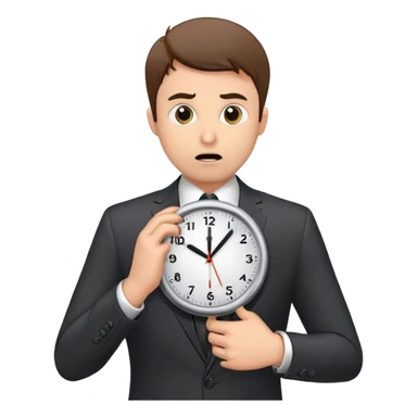 stressed business man holding a clock sticker