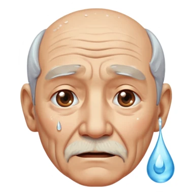 old man crying with water droplet  sticker