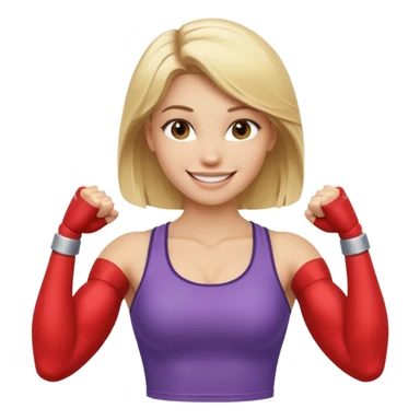 blonde young women show biceps emoji sticker