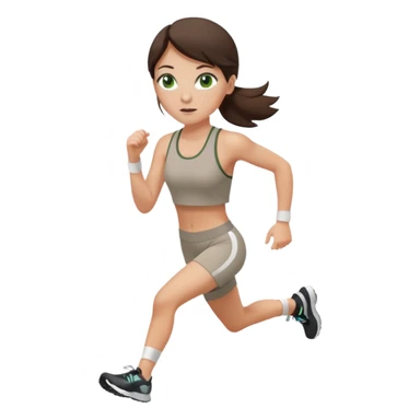 a white brunette girl with green eyes and freckles going for a run sticker