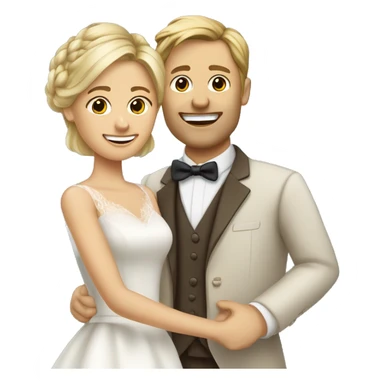 Blonde Frau lange Haare und Mann mit Anzug braune Haare und Bart heiraten sticker