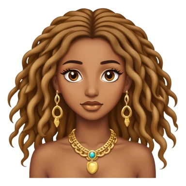 Brown skin women with locks, eyelashes and a lot of gold jewellery  sticker