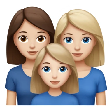 three people who are friends and the features are as follows: one girl who is white, has brown hair and brown eyes; one girl who is dirty blonde with blue eyes; one girl who is tan with dark brown hair and dark brown eyes sticker