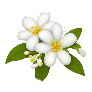 Jasmine flowers with white petal and yellow center with stamen sticker