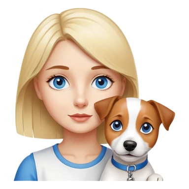 jack russel with blue eyed blonde girl sticker