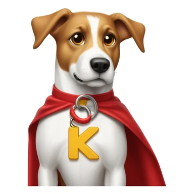 krypto the superdog, letter K on dogtag, wearing red cape. sticker