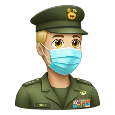 a military Head in a Medical masks sticker