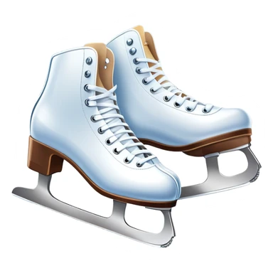 An icon showing The rink is surrounded by cheering spectators and soft arena lights, creating a beautiful, dynamic atmosphere. a pair of elegant figure skates placed on the smooth, sparkling ice of a grand ice arena. Transparent background highlights the grace and beauty of figure skating. sticker