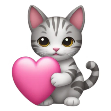 cat holding pink heart icon sticker