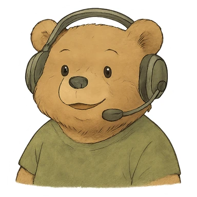 ghibli style bear with a headset sticker