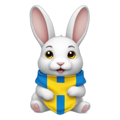 rabbit in a Ukrainian flag sticker