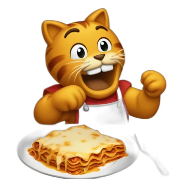 Garfield eating lasagne sticker