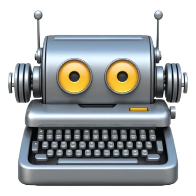 robot typewriter emoji with more expressive face sticker