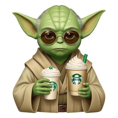 Master yoda wearing a sunglasses drinking starbucks sticker