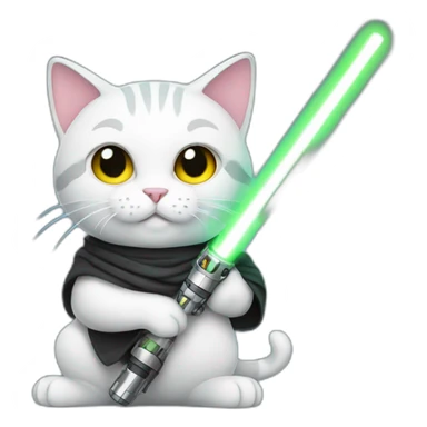 cat holding lightsaber sticker