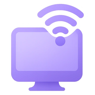 A modern, minimalistic icon of a technology symbol in flat design style, using harmonious shades of purple and lilac with soft gradients or shadows for depth, suitable for mobile and web applications. sticker