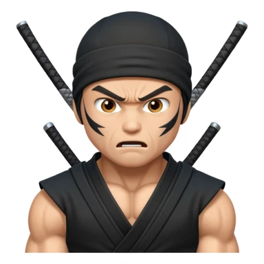 angry ninja with smoke background sticker