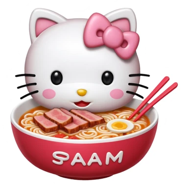 Hello Kitty with SPAM ramen sticker