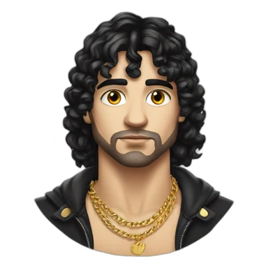 white male thug with black hair French-crop cut wearing gold chain sticker