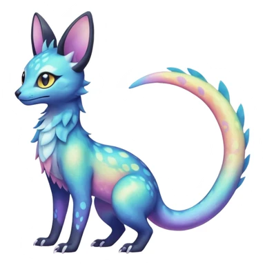 Shiny Pastel White Iridescent Celestial Salandit-Umbreon-Genet-Noivern-Noibat-Serval-Hybrid (Full body) sticker