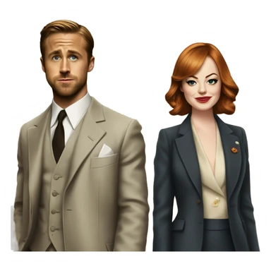 Ryan gosling and Emma stone on Gangster squad sticker