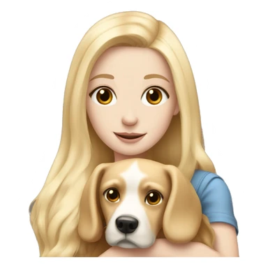 pretty woman with pale skin, very long blonde hair hugging a dog sticker