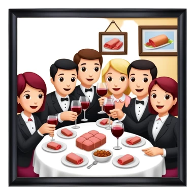 wine Party at a french SPAM meat cafe LANDSCAPE  sticker