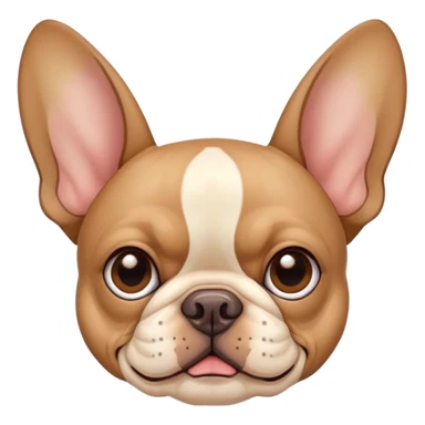 tan french bulldog head with distinctive bat ears and flat nose sticker