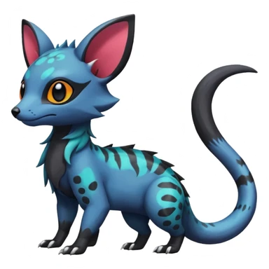 Rare exotic cute epic aesthetic colorful Salandit-Eevee-Civet-species-Fakemon-hybrid-creature, with markings, full body sticker