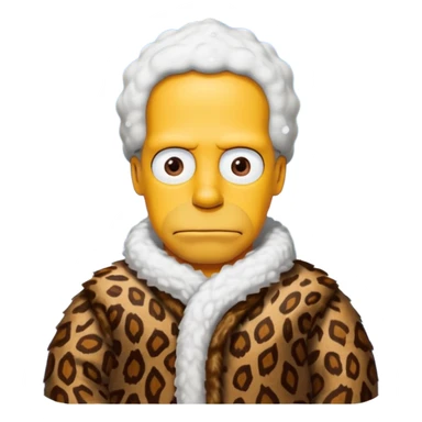 a simpson wearing ancient animal skin cloth with snow, half body, icon sticker