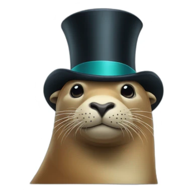 sea lion wearing top hat sticker