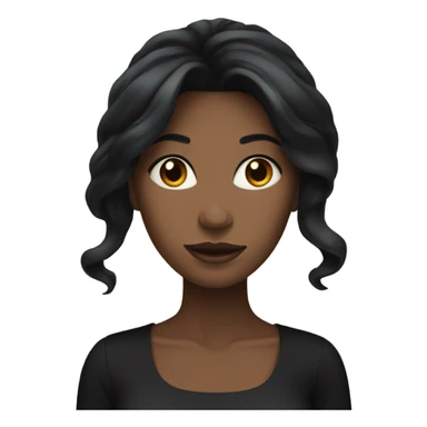 black woman with black long hair and a nice top sticker