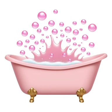 A light pink bathtub filled with light pink bubbles, overflowing with foam. Bubbles are rising upward above it. sticker