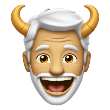 Man with horns laughing sticker