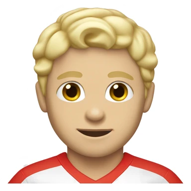 Blonde hair white boy soccer player wearing red jersey sticker