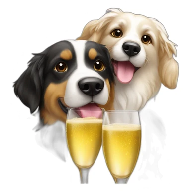 Chien berger suisse qui boit du champagne avec sa petite copine sticker