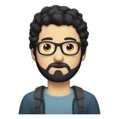 sad white boy with glasses black hair beard sticker