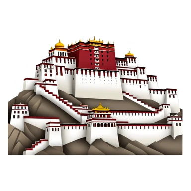 Potala Palace Lhasa Tibet simple cartoonish emoji style white and red Tibetan building sticker