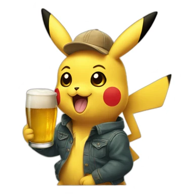 pikachu dring beer sticker
