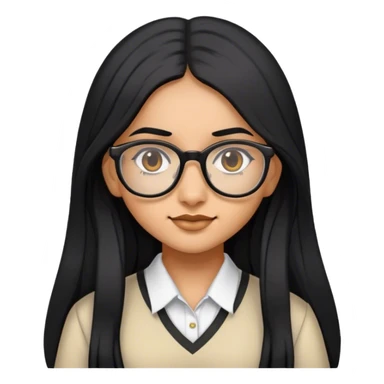TOK emoji indian high school girl , glasses, long black hair sticker