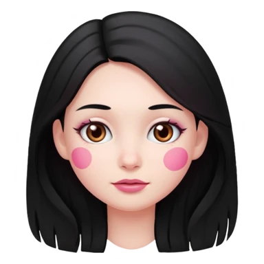 Clean girl long and black Hair and pink Cheek sticker