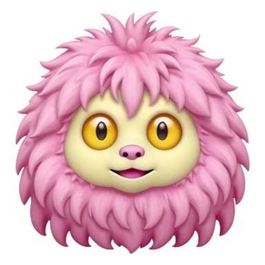 pink fluffy kind monster in soft pink, beige and yellow pastel colors sticker