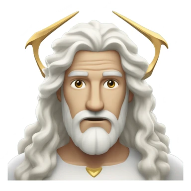 white man Poseidon with gold trident. long white hair white dress watch out sticker