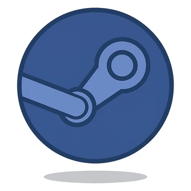 steam logo, very simple flat color clip art style, minimal, blue, with a subtle shadow, no text sticker