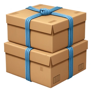 create a realistic emoji of packages wich got stabalised by ropes  sticker