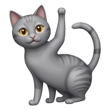 gray cat stretching sticker