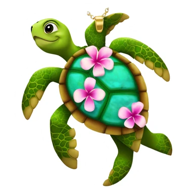 sea turtle wearing Hawaiin flower necklace sticker