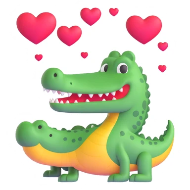 love-struck crocodile with hearts sticker