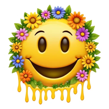 smiley melted garden flowers  sticker