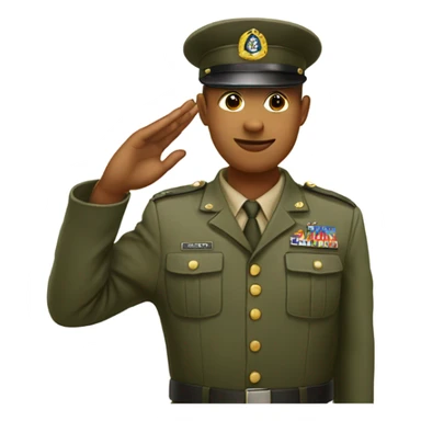 Straight face saluting with army hat sticker